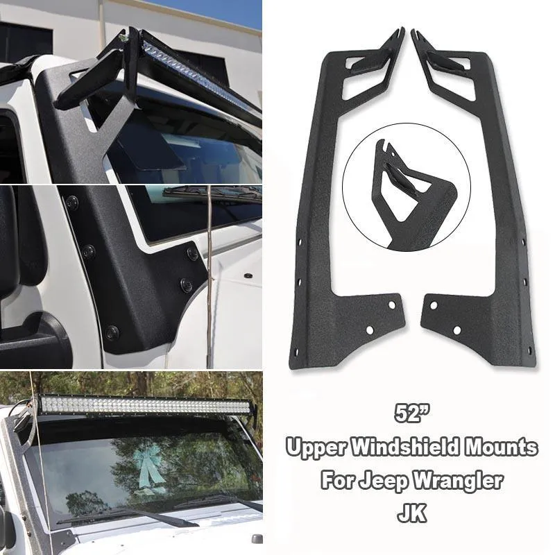 52" 5D-PRO Light Bar&Windshield Mounting Brackets For Jeep Wrangler JK 2007~2017