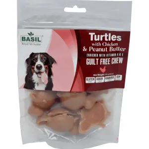 Basil Chicken & Peanut Butter Turtle Shaped Dog Chew Treats