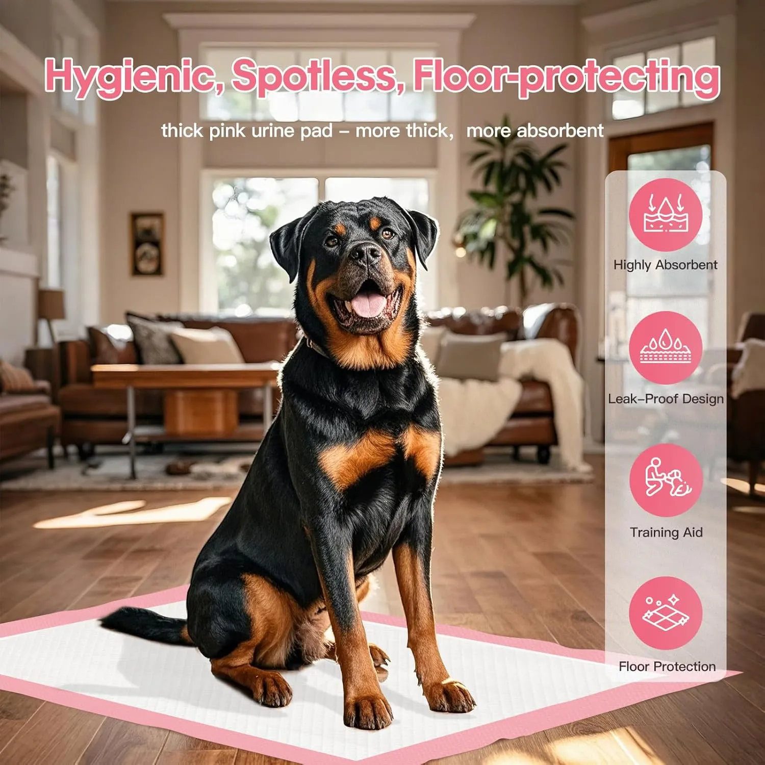 BinetGo Pink Disposable Pee Pads for Dogs, 25 Count 24 x 35.5 X-Large Wee Wee Pads for Dogs Urine, Extra Absorbent Unscented Puppy Pads, Pet Training Pad for Dog, Pink Doggy Pee Pads for Indoors