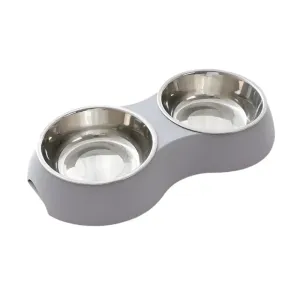 Double Pet Food and Water Bowl – Stainless Steel Dog and Cat Feeding Station