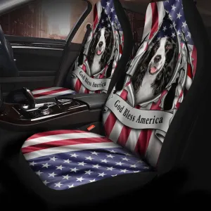 English Springer Spaniel Dog Inside Flag Gob Bless America  Car Seat Covers