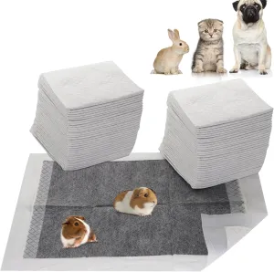 Guinea Pig Pee Pads, Disposable Rabbit Cage Liners, Charcoal Odor Controlling Absorbent Waterproof Pee Pads for Hamster, Bunny, Ferret, Chinchilla and Other Small Animals (24" x 18", 60 PCS)