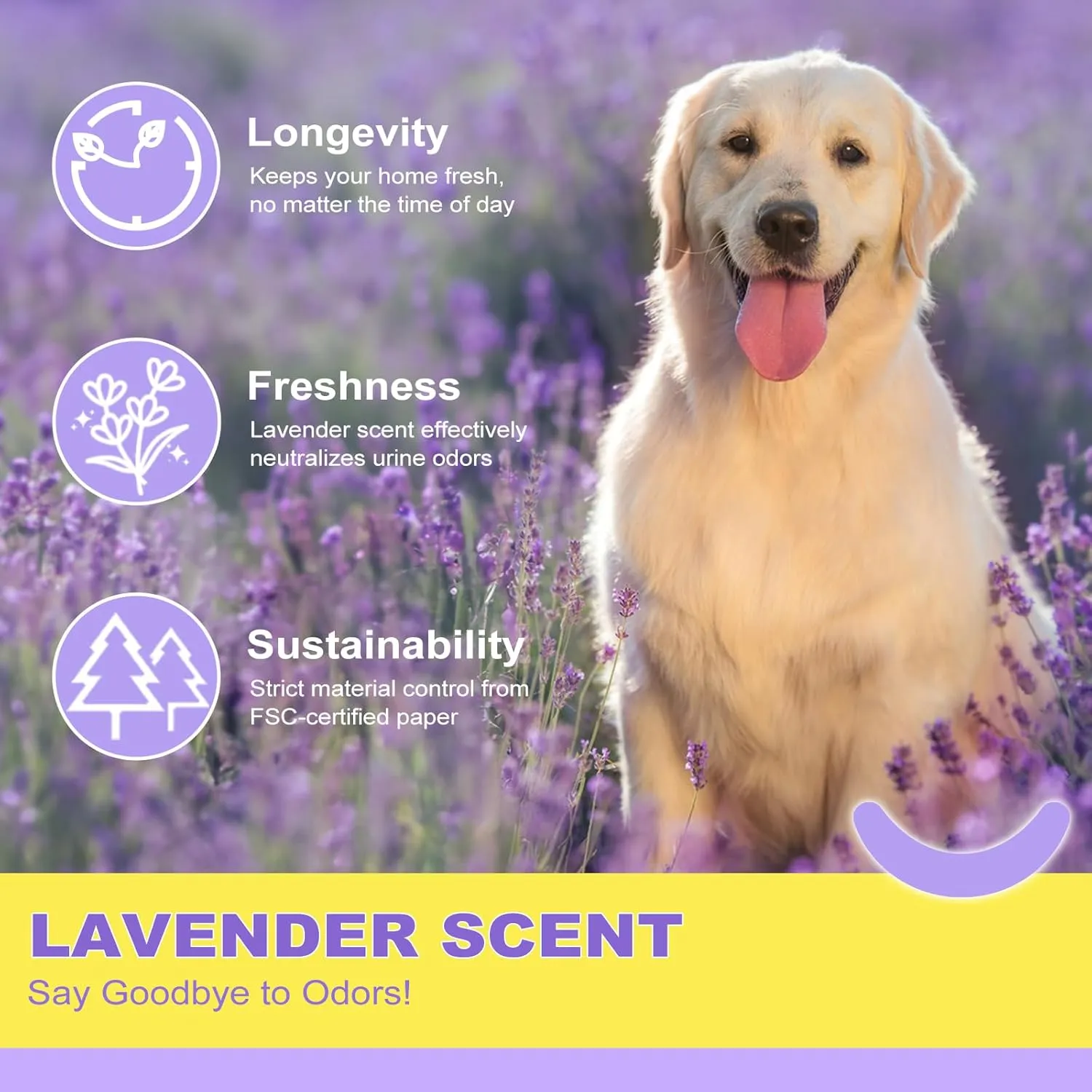 MIZOK Puppy Pads 30x36in Dog Pee Pads Lavender Scented Odor-Control, Training Pads for Dogs Super Absorbent Up to 10 Cups, Puppy Pads XL with 6-Layer Leak-Proof Quick-Dry Purple (40 Counts)