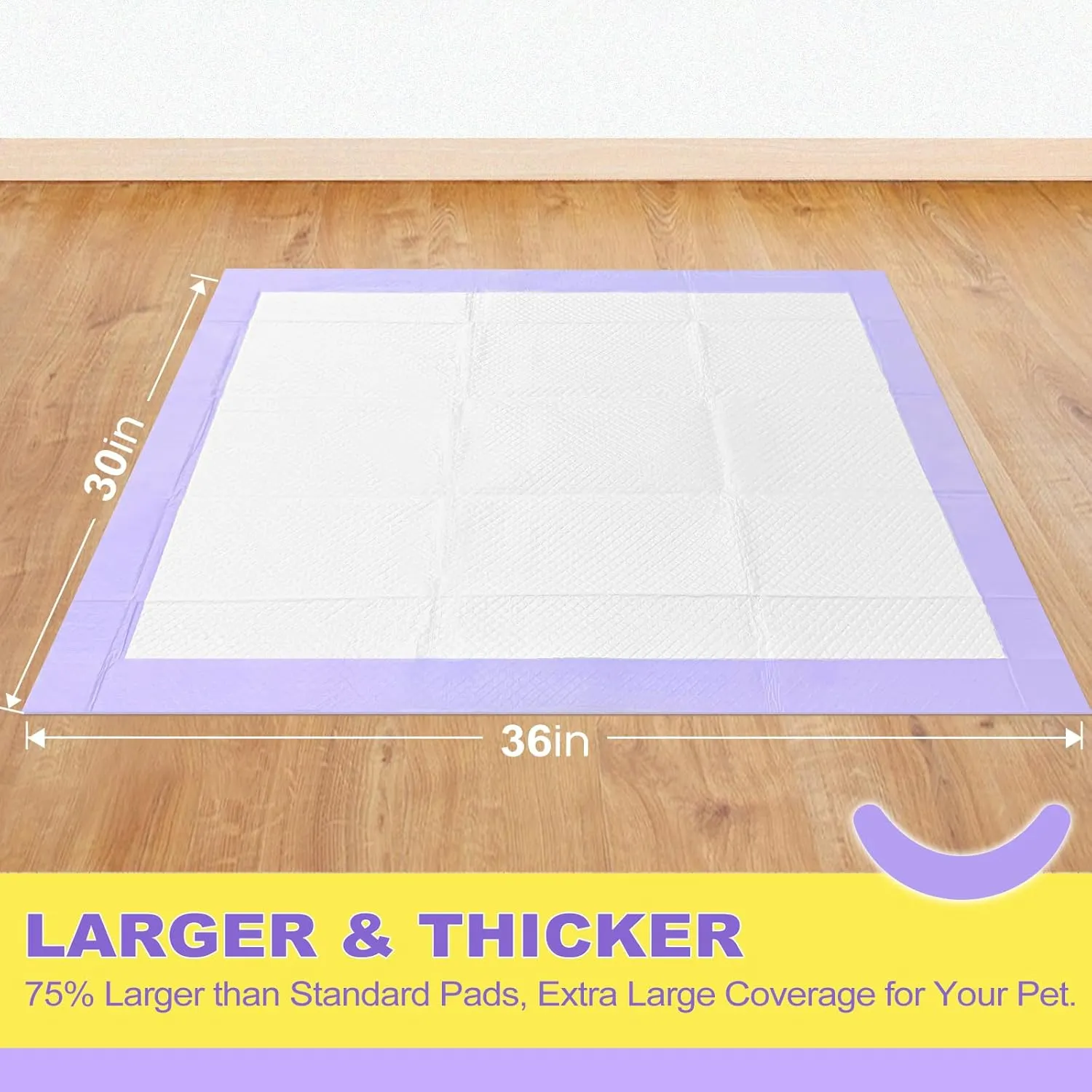 MIZOK Puppy Pads 30x36in Dog Pee Pads Lavender Scented Odor-Control, Training Pads for Dogs Super Absorbent Up to 10 Cups, Puppy Pads XL with 6-Layer Leak-Proof Quick-Dry Purple (40 Counts)