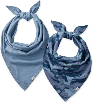 Multipack 100% Organic Cotton Pet Bandanas for Small, Medium and Large Dogs, Camo-Navy, Medium/Large