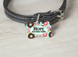 Pet ID Tag Donuts Personalized Custom Double Sided Pet Tag w/name & number Petcollarshandmade
