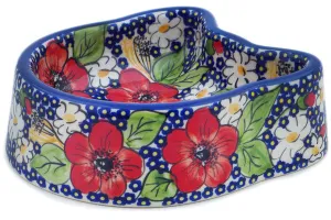 Polish Pottery 7" Pet Bowl Vivid Garden UNIKAT