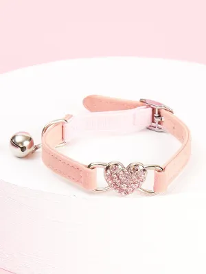 Rhinestone Heart Decor Pet Collar