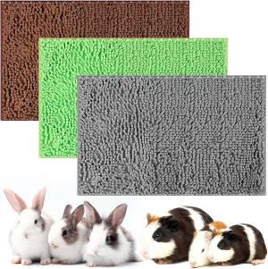 Riakrum 3 Pcs Guinea Pig Bedding Reusable Small Animal Guinea Pig Bed Fleece Pee Pad Absorbency Washable Pet Soft Cage Liner for Bunny Hamsters(Coffee, Green, Gray)
