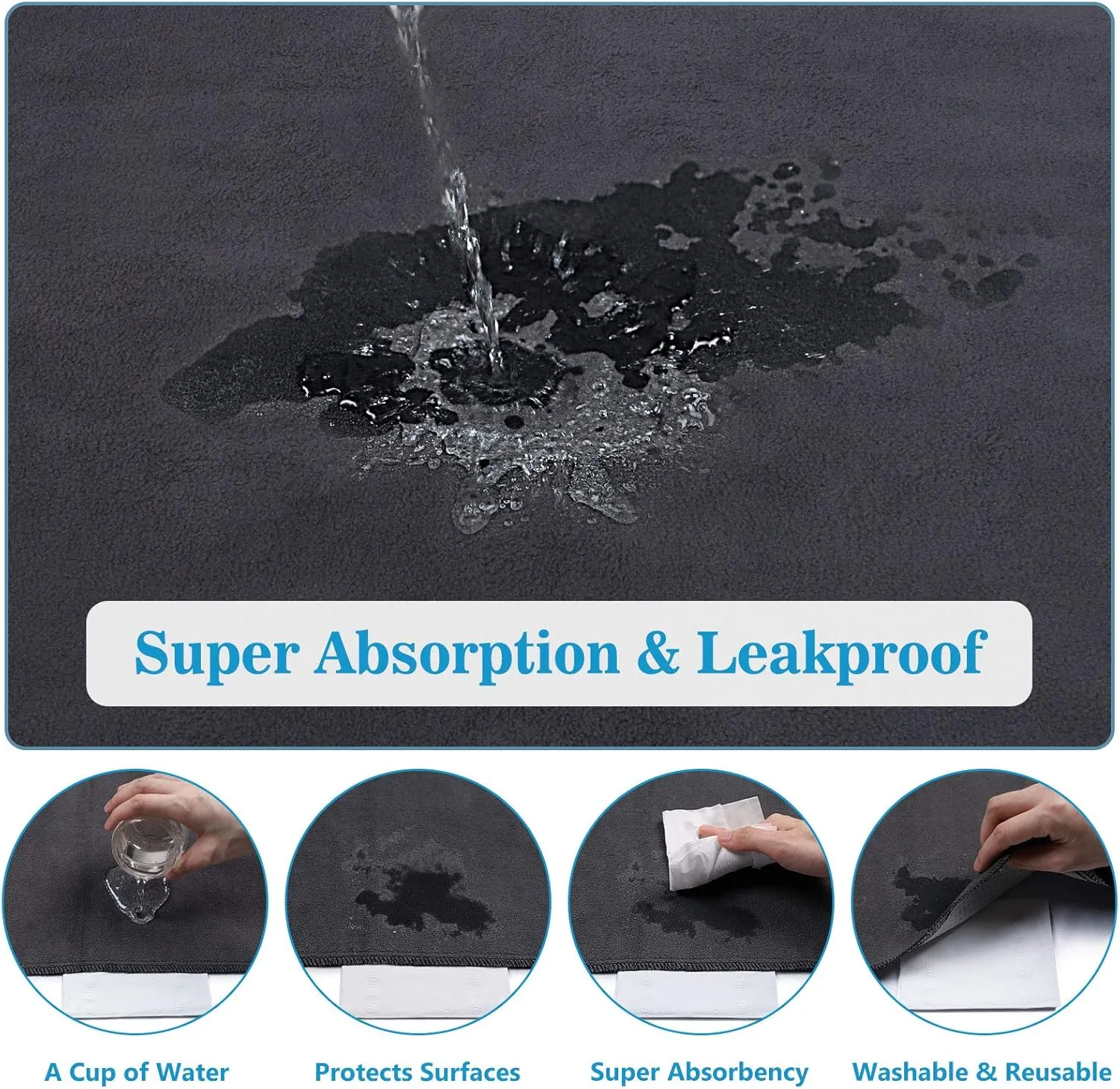 SIWA MARY Washable Pee Pads for Dogs, 60"x48" Reusable Pee Pads Non-Slip Dog Pee Pads Heavy Absorbency Puppy Pee Pads Quick Dry Whelping Pads/Waterproof Puppy Training Pad for Playpen, Crate, Floor