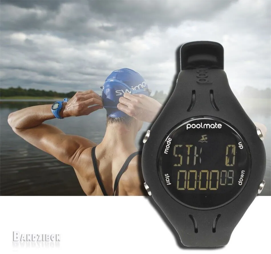 Swimovate Poolmate 2 Swimming Water Sports Lap Counter Tracker Watch Black