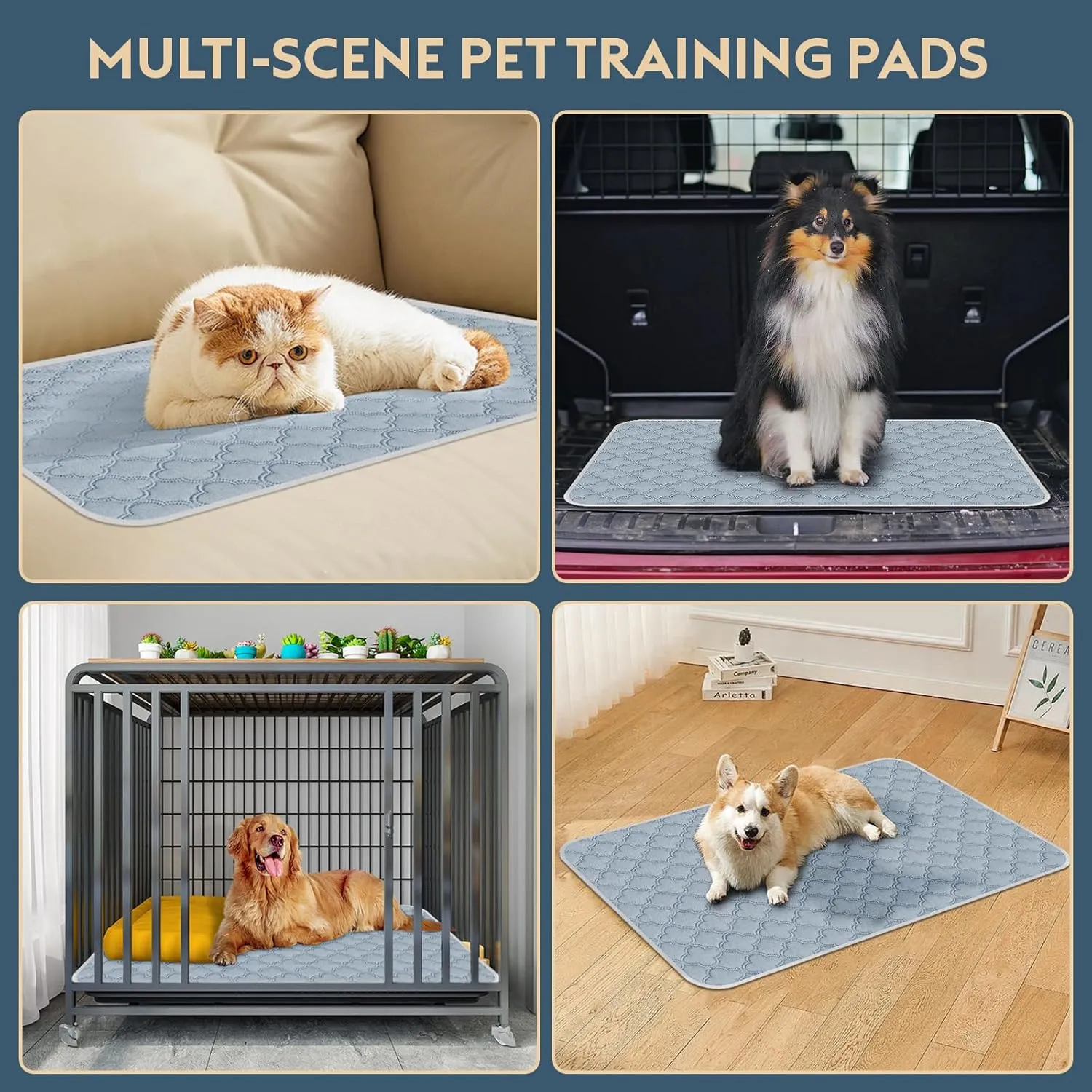 Washable Guinea Pig Cage Liner - 2 Pack Reusable Washable Pee PadsWaterproof Guinea Pig Bedding for Small Animal - Rabbit Bunny Hamster Puppy (Light Grey, 24" X 47" - 2 Pack)