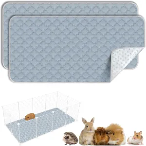 Washable Guinea Pig Cage Liner - 2 Pack Reusable Washable Pee PadsWaterproof Guinea Pig Bedding for Small Animal - Rabbit Bunny Hamster Puppy (Light Grey, 24" X 47" - 2 Pack)
