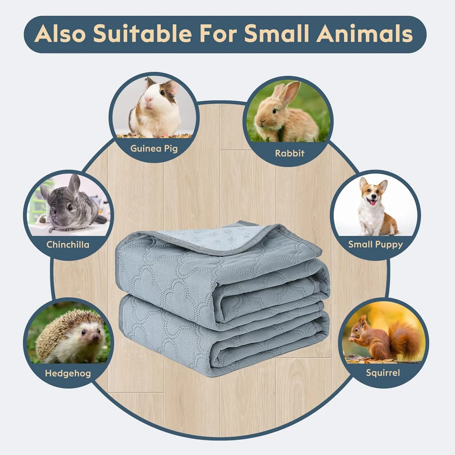 Washable Guinea Pig Cage Liner - 2 Pack Reusable Washable Pee PadsWaterproof Guinea Pig Bedding for Small Animal - Rabbit Bunny Hamster Puppy (Light Grey, 24" X 47" - 2 Pack)